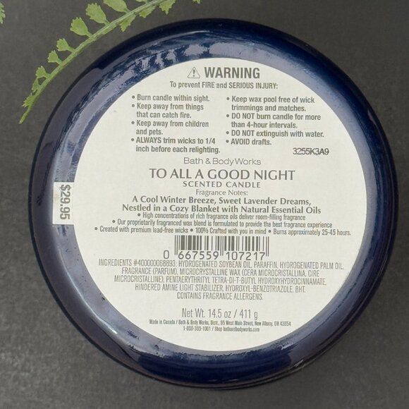 BBW To All A Good Night Bath & Body Works 3 Wick Candle - Picture 12 of 12